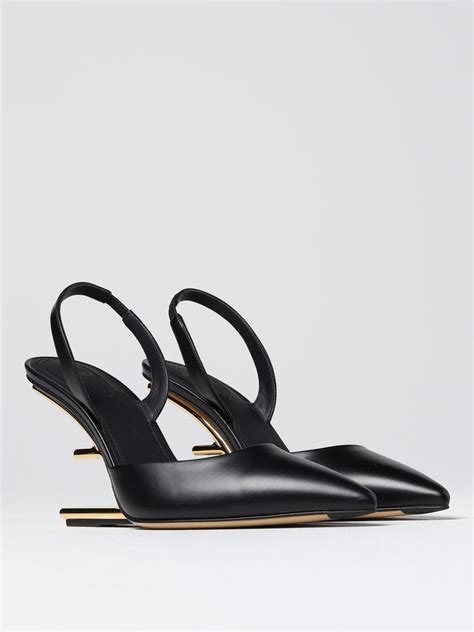 fendi high heel open toe buckle camel black|fendi slingback pumps.